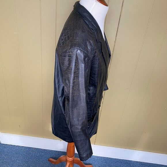 Fidelity Leather men 40 distressed vintage 1 button leather coat black - Picture 5 of 10